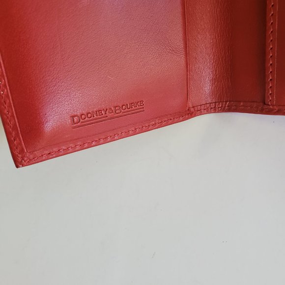 Dooney & Bourke Red Smooth Leather Trifold Clutch Checkbook Wallet 2 pc Set - Picture 6 of 11